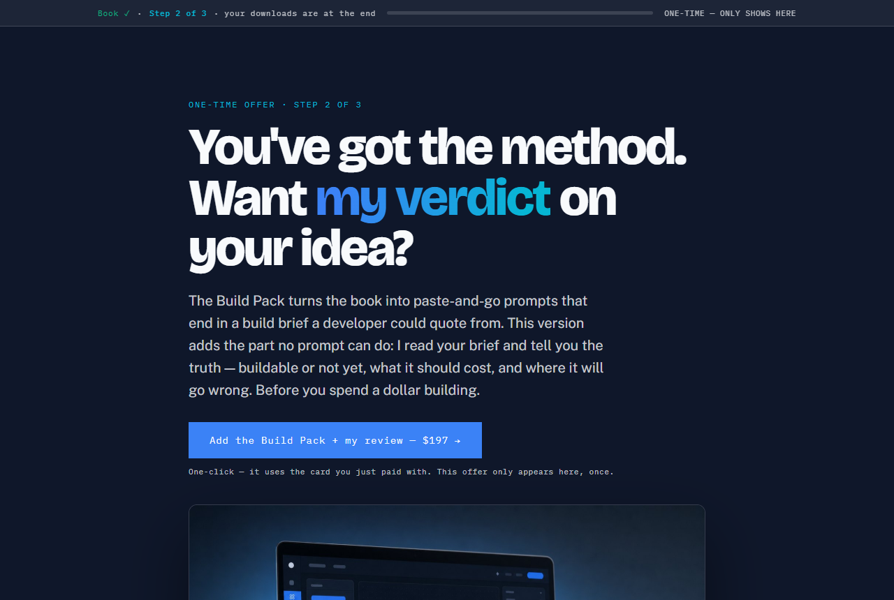 An Onwards Labs one-click upsell page