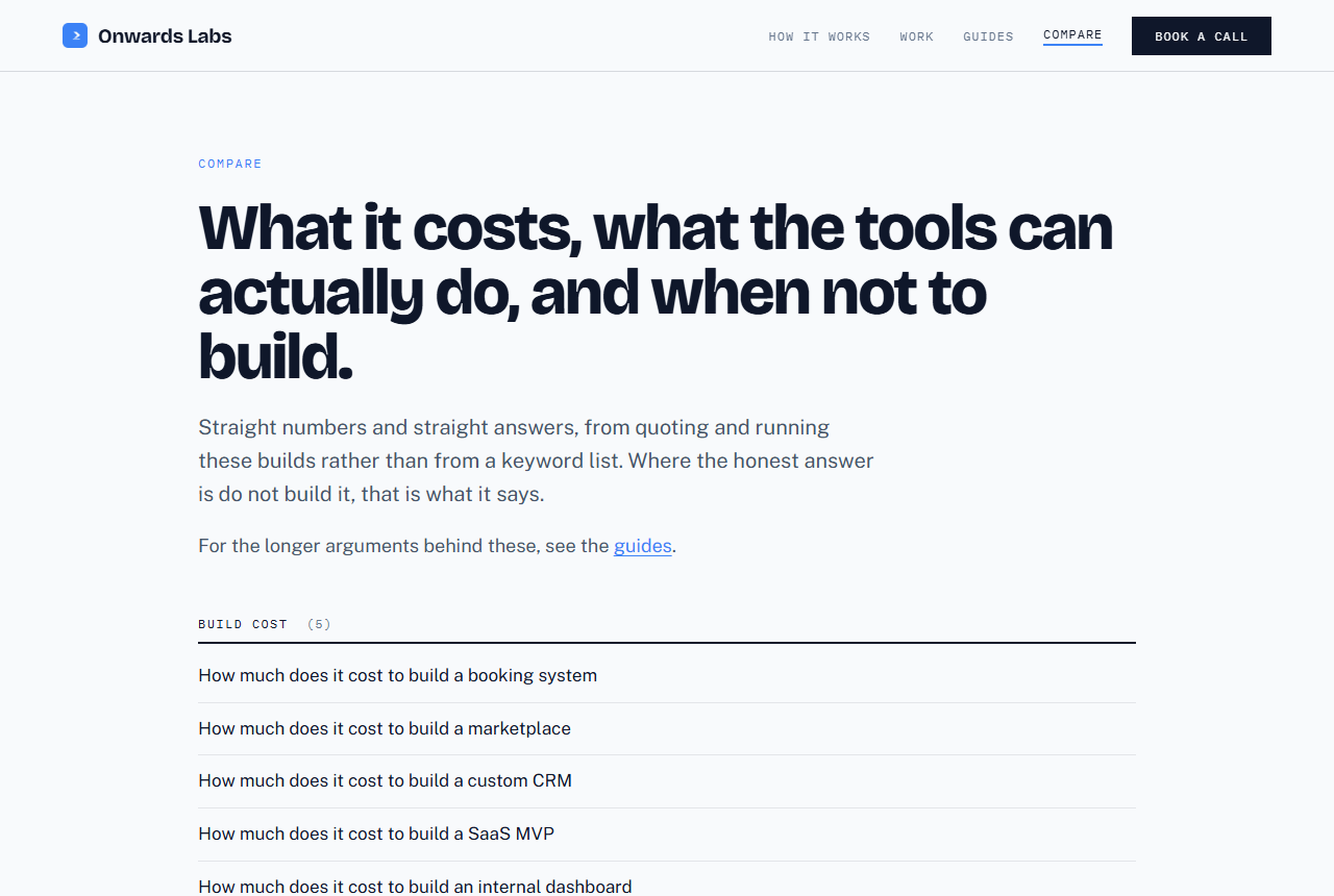 The Onwards Labs comparison pages