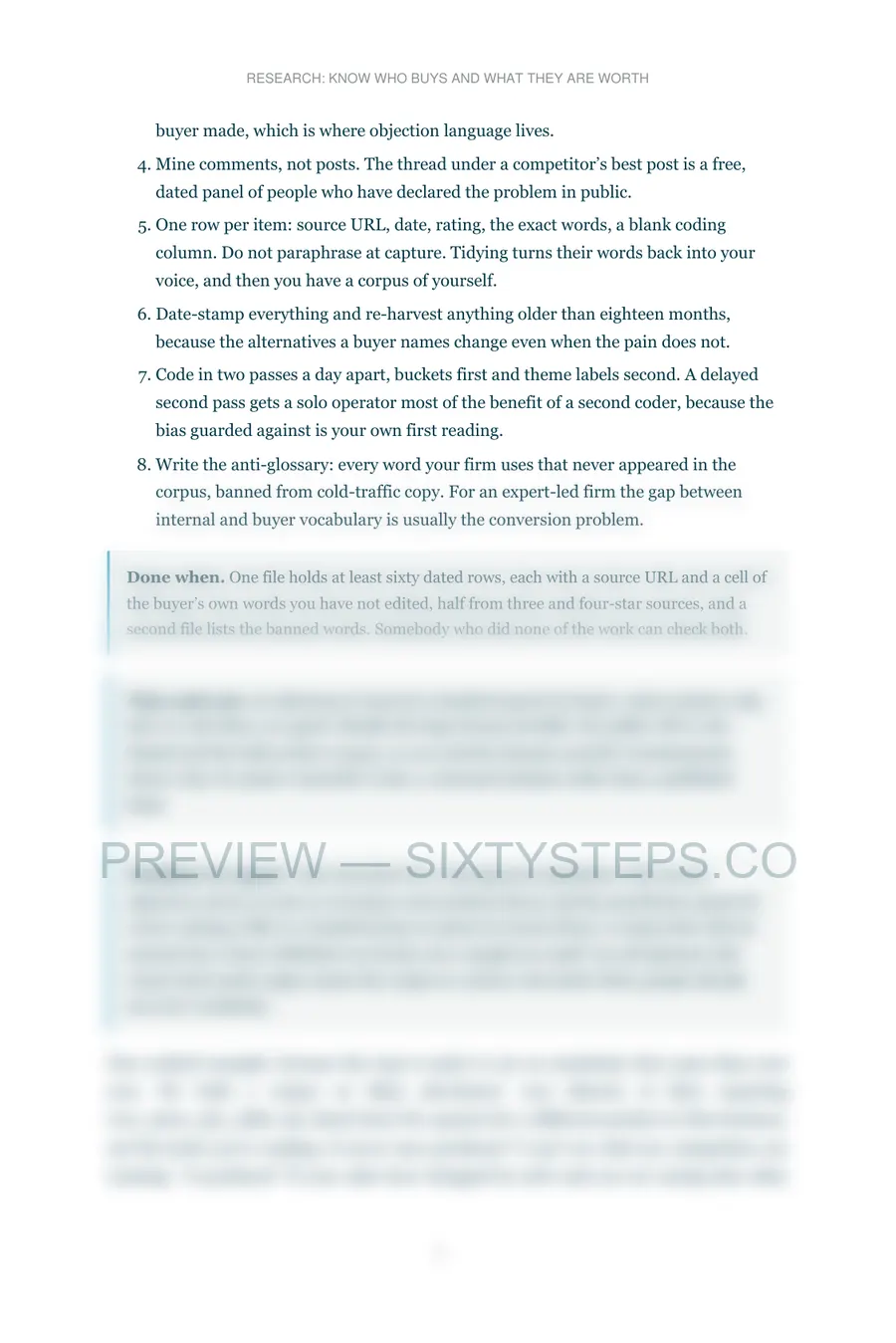 Preview page 2 from Research: know who buys and what they are worth