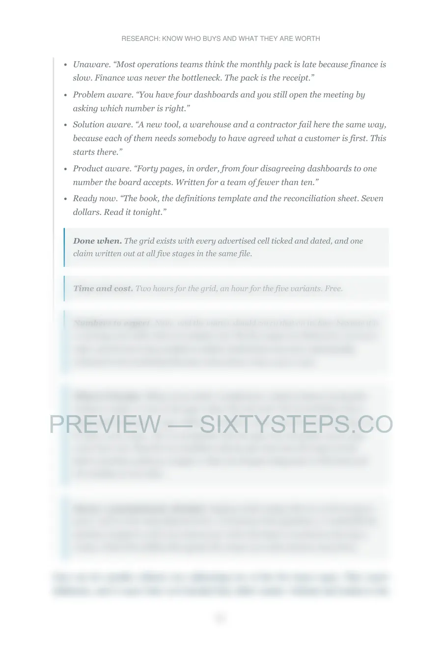Preview page 4 from Research: know who buys and what they are worth